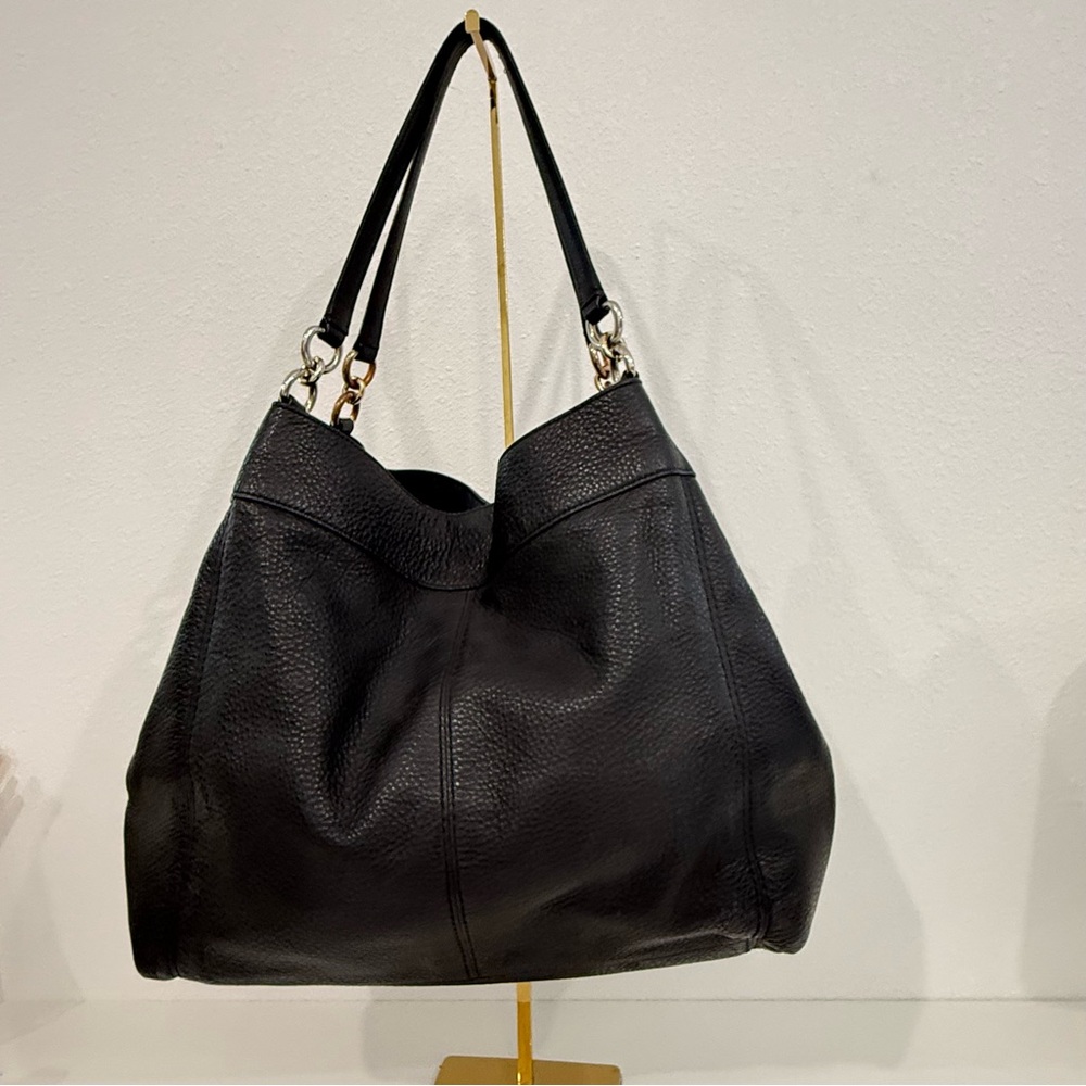 Coach Lexy Black Pebbled Leather Purse Shoulder Bag Hobo Tote F23511 - Picture 2 of 15